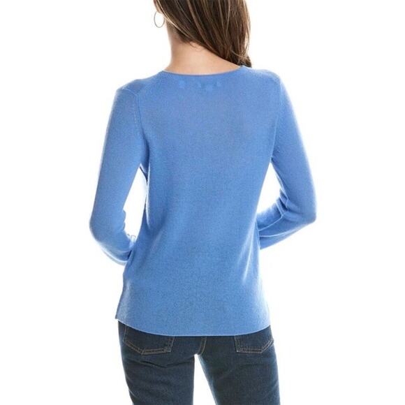 Vince Sz M Wool & Cashmere Blend Trimless Sweater in Hydrangea Blue Minimalist - Picture 2 of 16